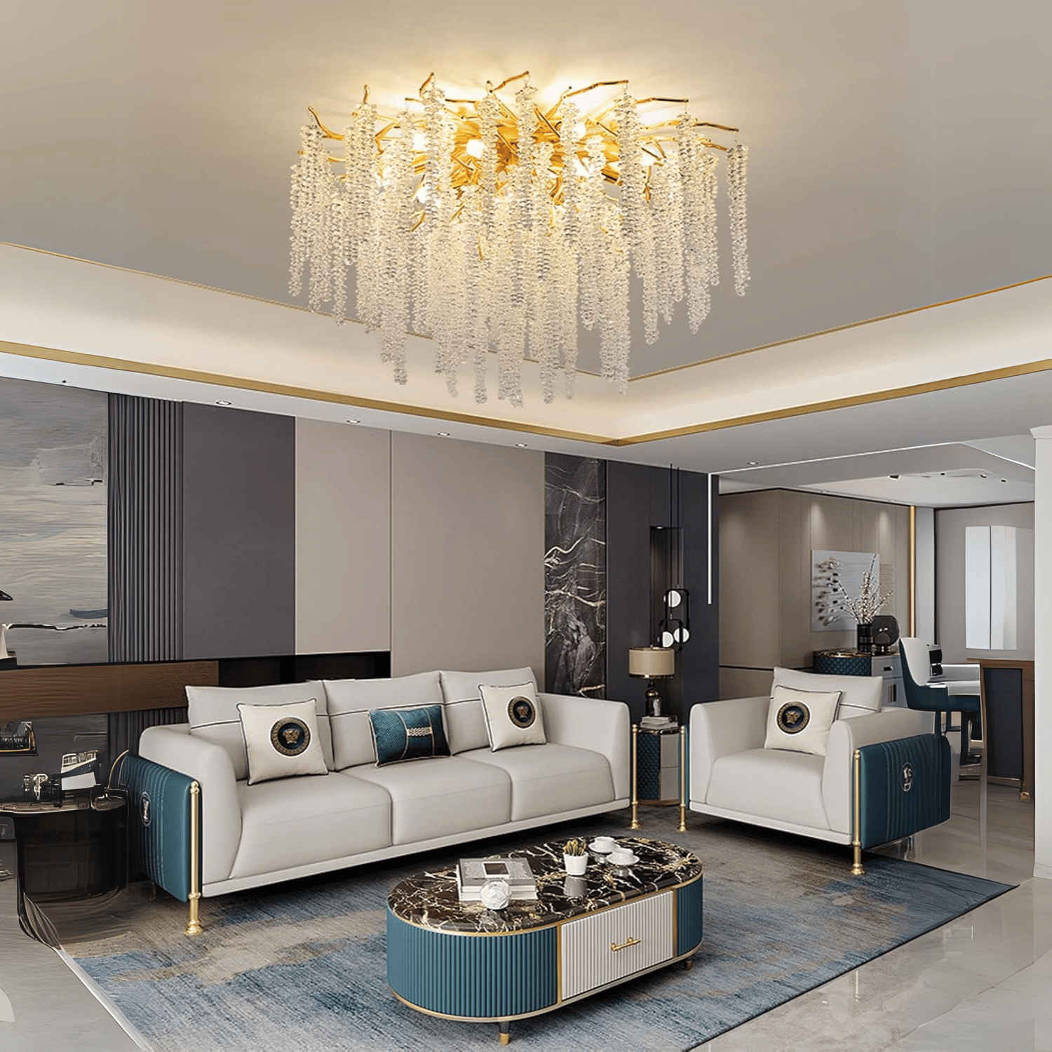 Lampadario DEER in Cristallo con Pendenti Ø60 cm