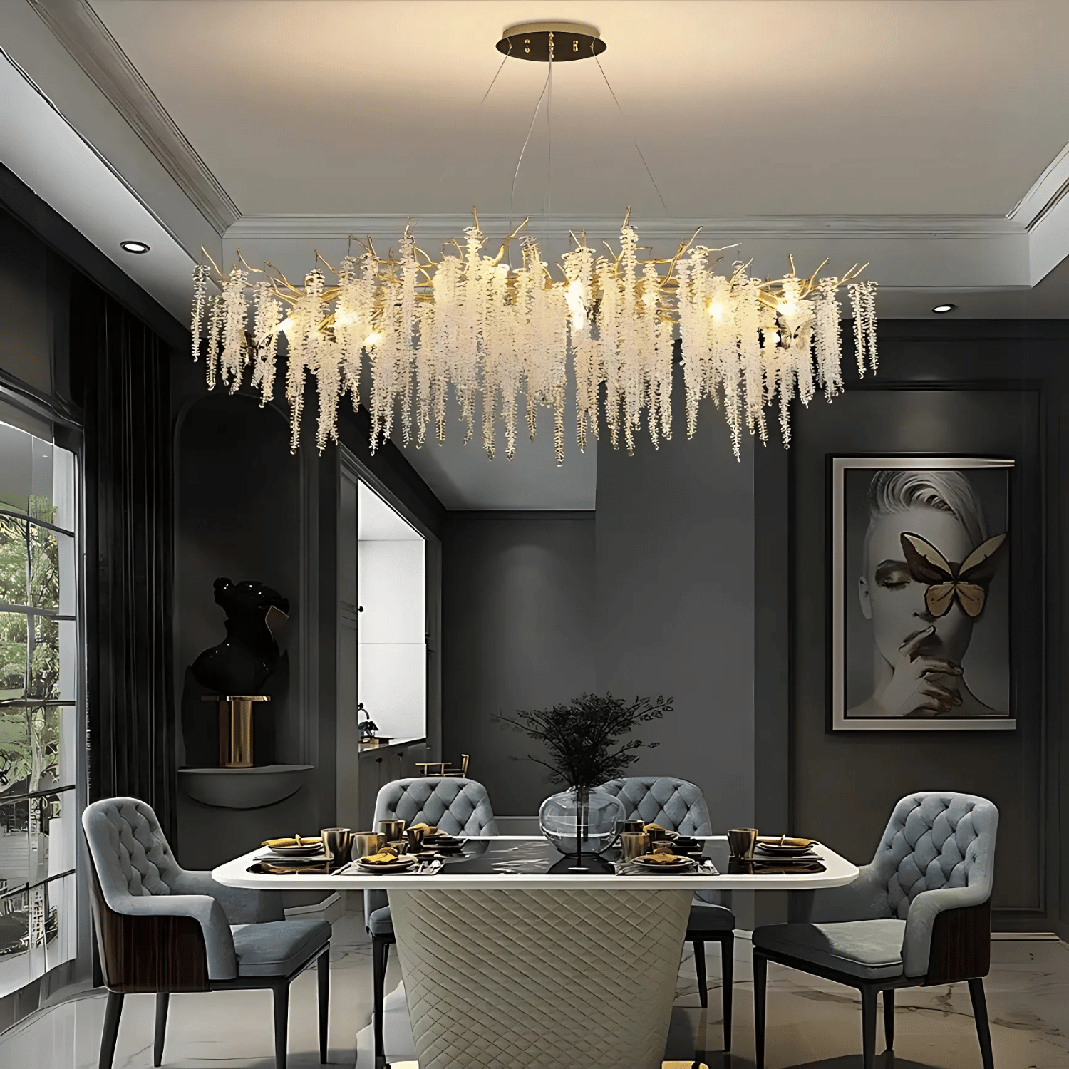 Lampadario in Cristallo con Pendenti DEER