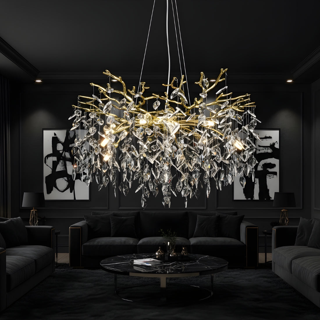 Lampadario Rami di Cristallo Ø60cm