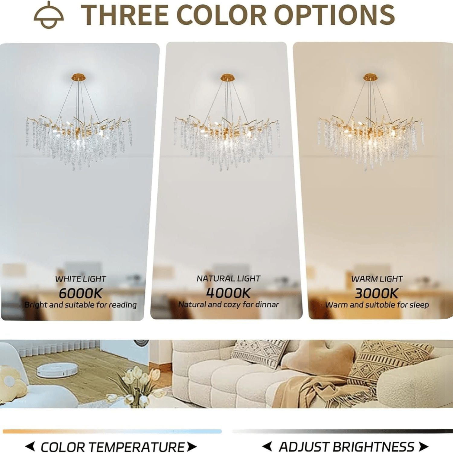 Lampadario DEER in Cristallo con Pendenti Ø60 cm