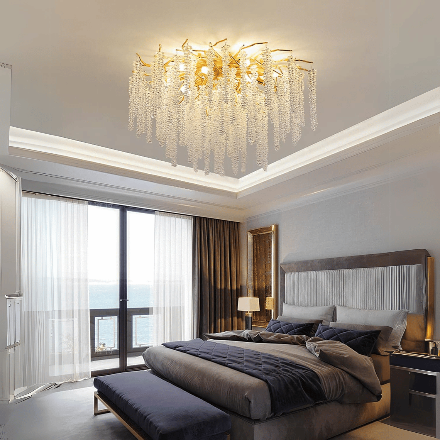 Lampadario DEER in Cristallo con Pendenti Ø60 cm